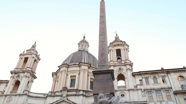 Fountain of the Four Rivers and Sant'Agnese in Agone at Piazza Navona in Rome