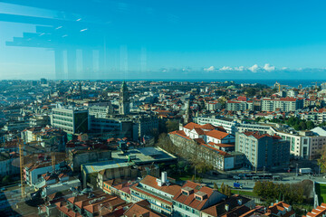 Panorámica desde helicóptero de Oporto Portugal, Helicopter panoramic view of Porto Portugal