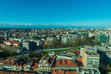 Naklejka premium Panorámica desde helicóptero de Oporto Portugal, Helicopter panoramic view of Porto Portugal