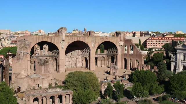 Ancient roman forum ruins in Rome, Italy