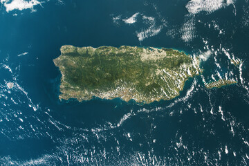 Aerial of Puerto Rico in the Caribbean Sea