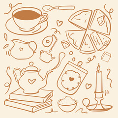 Cute Tea Doodle Elements Pack