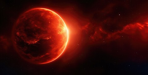 Obraz premium Red planet in space with a bright sun