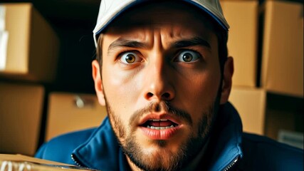 A man expresses pure joy upon receiving unexpected delivery packages.