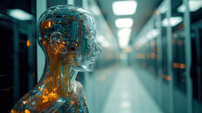 Glass server with circuit circuits in tech data room