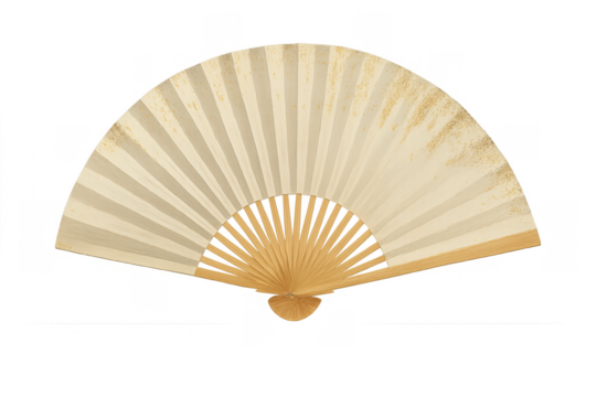 Japanese sensu folding hand fan with gold speckled design