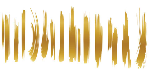 Collection of elegant golden artistic brush strokes and textures set graphic