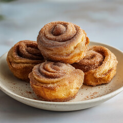 Fototapeta premium Cinnamon Sugar Cruffins on plate