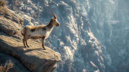 mountain goat on a rock in the mountains