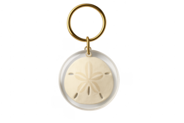 Sand dollar beach souvenir keychain with gold ring