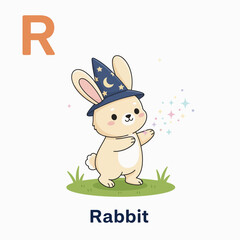 Happy Rabbit – Alphabet Letter R Educational Flat Vector