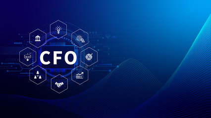 CFO, CFO digital technology concept. Internet, business and finance, strategy office work. Technology and network concept.