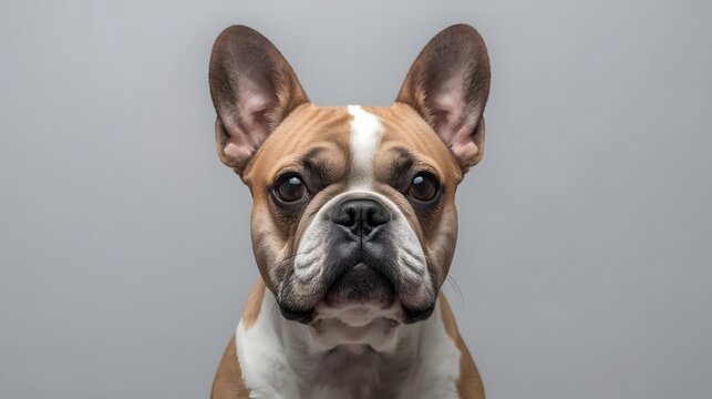 French Bulldog Portrait: A charming French Bulldog gazes at the viewer, its expressive eyes captivating in a simple and focused portrait.