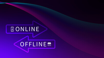 Online vs offline business sales or marketing strategy concept, Transition from offline to online in commerce business.