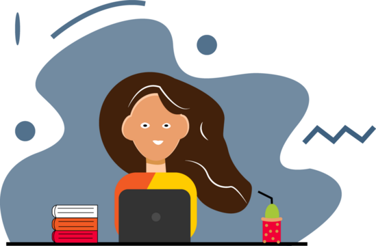 Flat Illustration of Student with Laptop – Online Learning and Study Concept