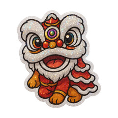 Fototapeta premium PNG Vibrant Chinese lion dance illustration.