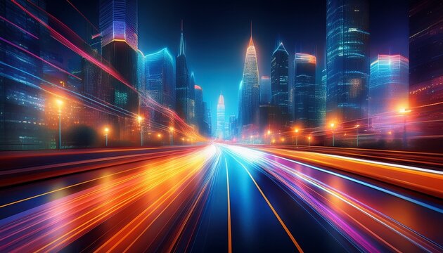 blurry city lights at night - Powered by Adobe