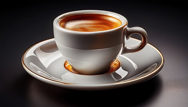 elegant presentation of a strong espresso in a white cup and saucer - Powered by Adobe