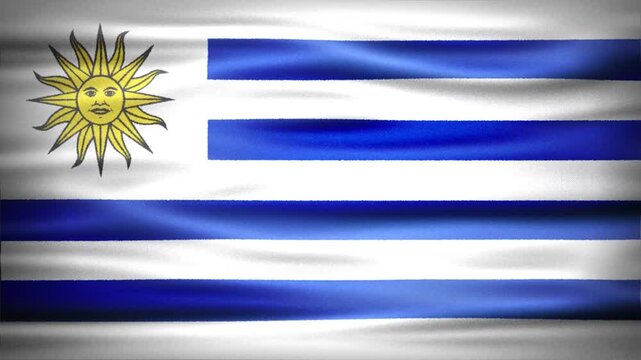 Wavy Flag of Uruguay Animation, Short Looping Video of National Symbol