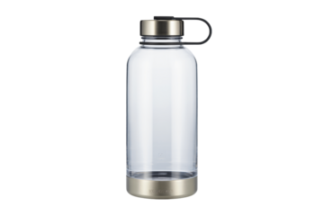 Sleek modern reusable glass water bottle with metallic accents perfect for health conscious individuals and eco friendly lifestyles