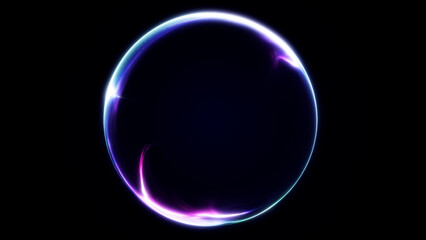 Abstract purple liquid sphere with smooth neon reflections and soft flowing edges. Minimal glowing contour creates a deep futuristic gradient effect.