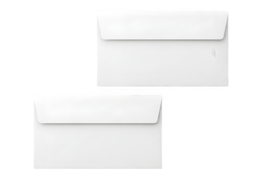 “Blank White Paper and Mail Envelopes Isolated on Transparent Background PNG”