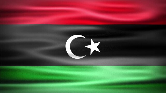 Wavy Flag of LIBYA Animation, Short Looping Video of National Symbol