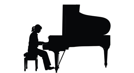 Person playing grand piano silhouette music © Vector Art
