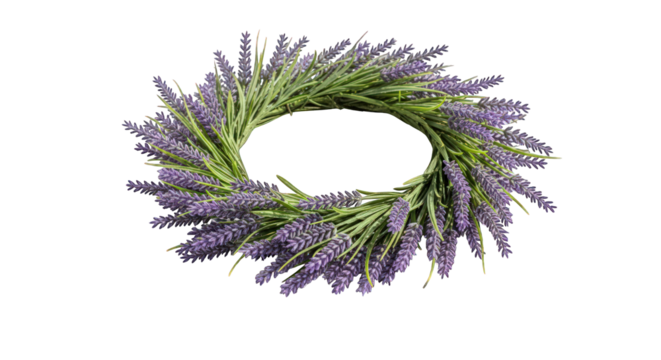 Lavender flower wreath isolated on a transparent background