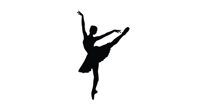 Silhouette ballerina performing arabesque ballet dancer