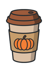 Pumpkin Spice Coffee Cup Vector Illustration for Fall Season Drink