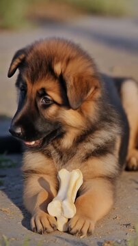 Sch&auml;ferhund mit Knochen