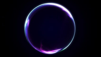 Purple liquid sphere with glowing neon edges in a smooth seamless loop. Soft fluid waves create a deep futuristic gradient energy motion. - Powered by Adobe