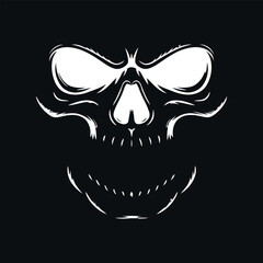 White skeleton face on dark background illustration