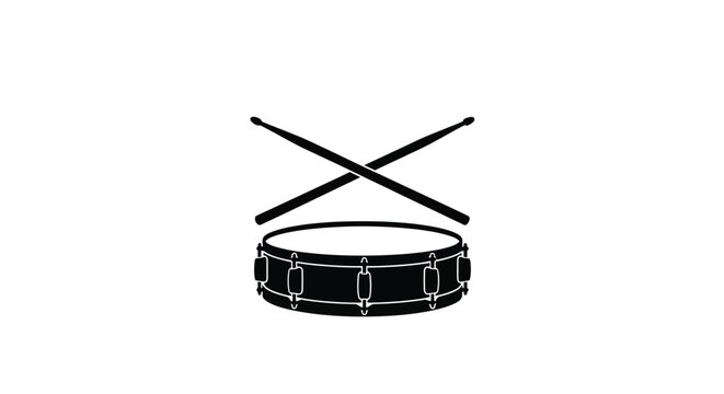 Black drum and crossed sticks snare percussion