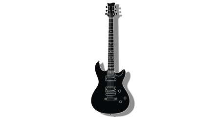Obraz premium Black electric guitar with shadow instrument music