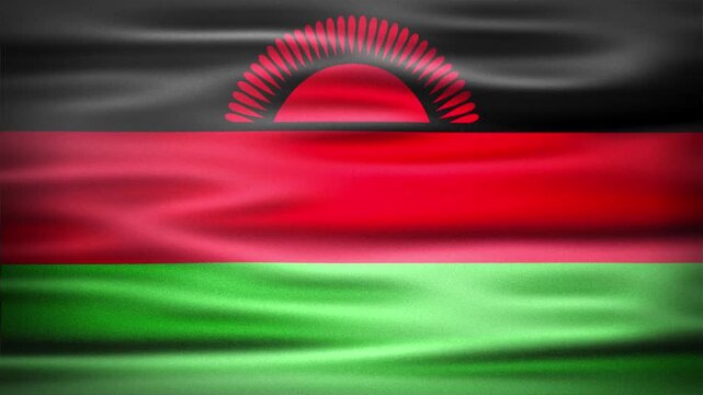 Wavy Flag of MALAWI Animation, Short Looping Video of National Symbol