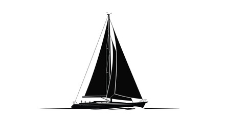 Black sailboat gliding on water sailing vessel © Khaleda