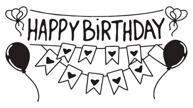Joyful birthday banner and balloons create festive party atmosphere for unforgettable celebrations and events