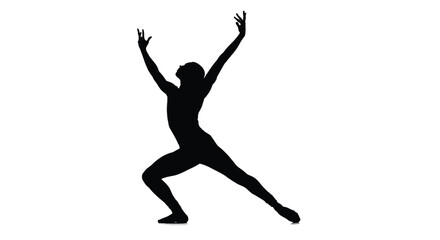 Dancer silhouette in dynamic pose black white