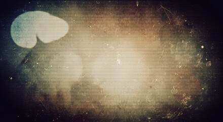 Vintage Grunge Scanline Background with Bokeh Lights