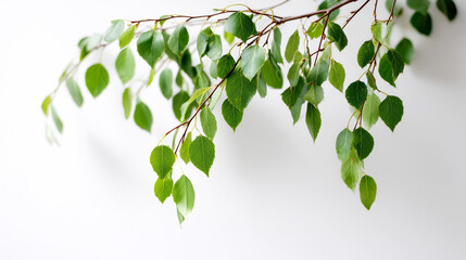 Obraz premium Fresh green leaves blooming on a branch, bringing a natural and organic feel, ideal for spring renewal and growth themes