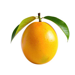 Yellow fruit, leaves, & stem on a plain black background. Isolated