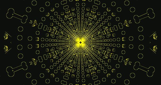 Tunnel video loop showcasing vibrant yellow light emanating from a central point, creating an immersive visual experience with intricate patterns