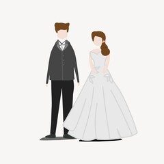 Bride and groom wedding clipart, cartoon illustration