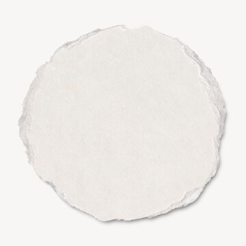 White torn paper png cut out, round collage element
