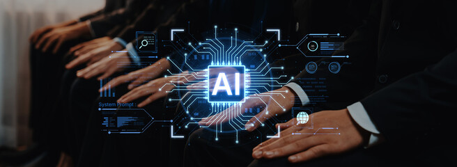 A futuristic AI core processor and system analytics dashboard. This concept highlights the raw processing power of AI for deep data analysis, system diagnostics, and global network monitoring. Fermion