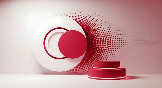 Abstract geometric shapes with red and white colors