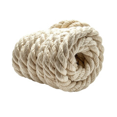 Coiled rope with soft light & shadows on black background