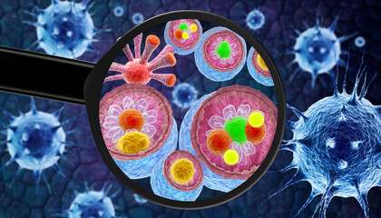 Microscopic View of Cells and Viruses
